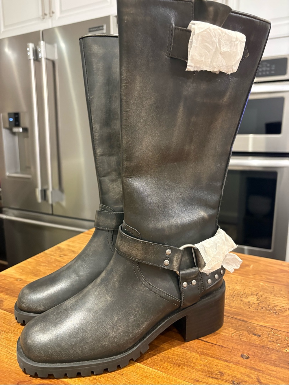 Lisa Vicky Classic Black Leather Mid-Calf Women's Riding Boots - Picture 1 of 7